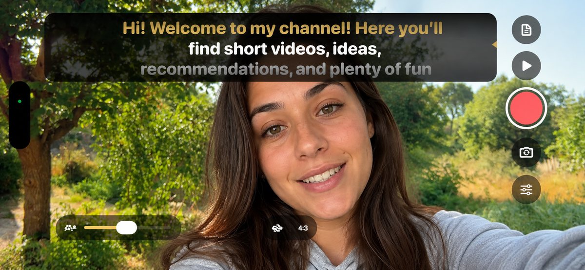 ReadToCam in landscape, with the script across the top and the controls in a column on the right